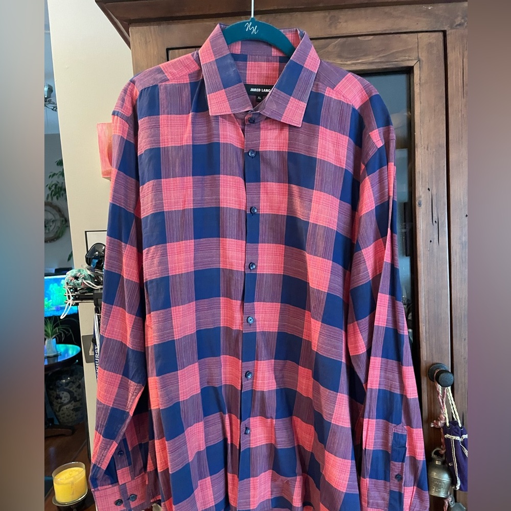 Jared Lang XL blue and pink men’s casual dress shirt